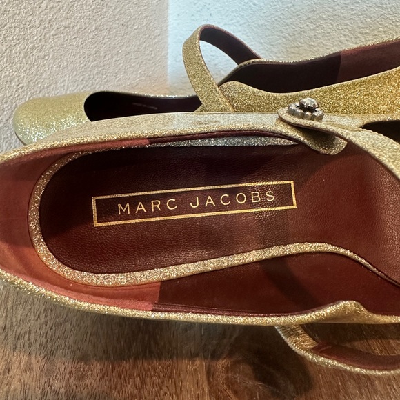 Marc Jacobs Women's Lexi Gold Glittered Patent Leather Mary Jane Shoes 8.5 - Picture 13 of 14